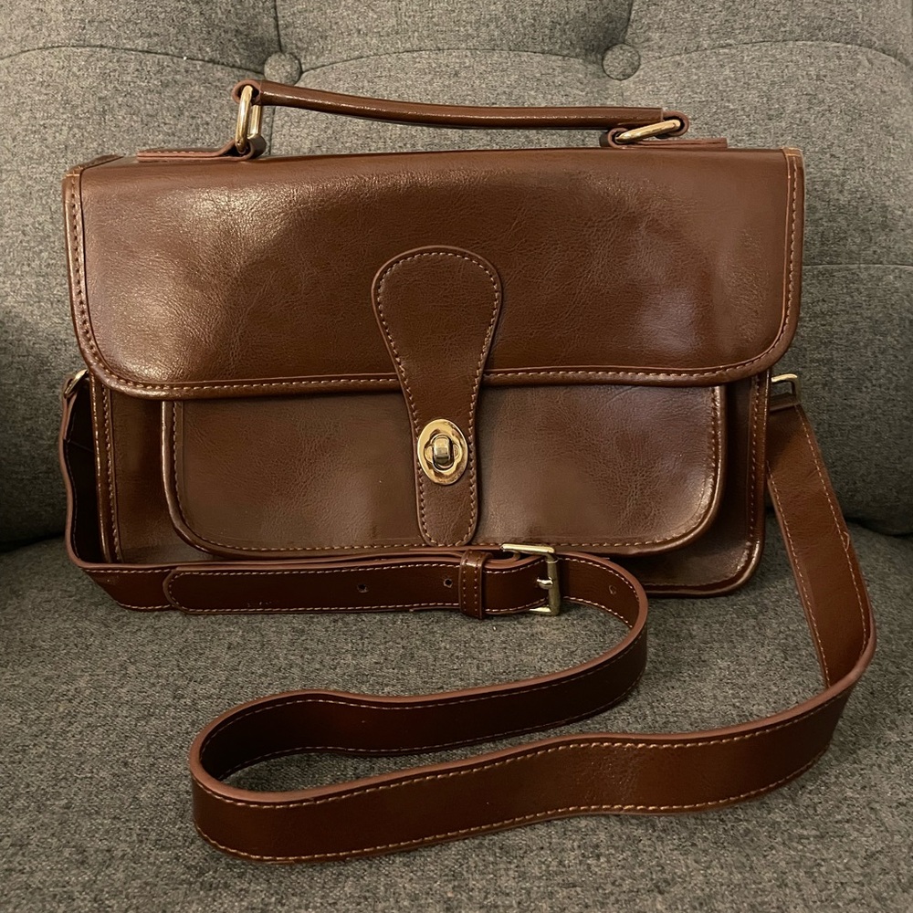 Sole Society Leather Crossbody Satchel Bag